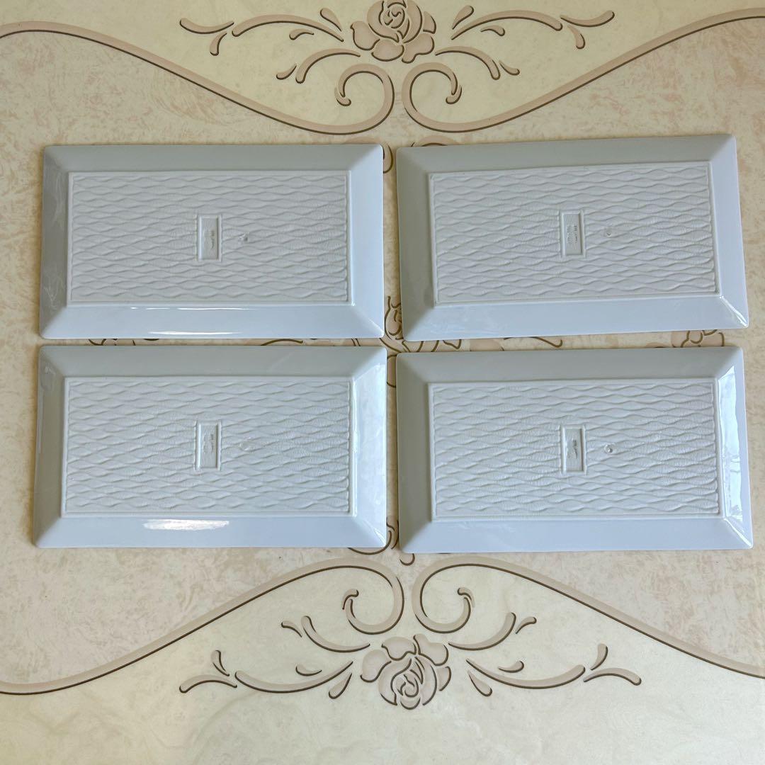 有田焼　藍窯　銀彩　椿　長角皿　4枚セット　色絵　長皿　金彩　山茶花　花柄　和柄