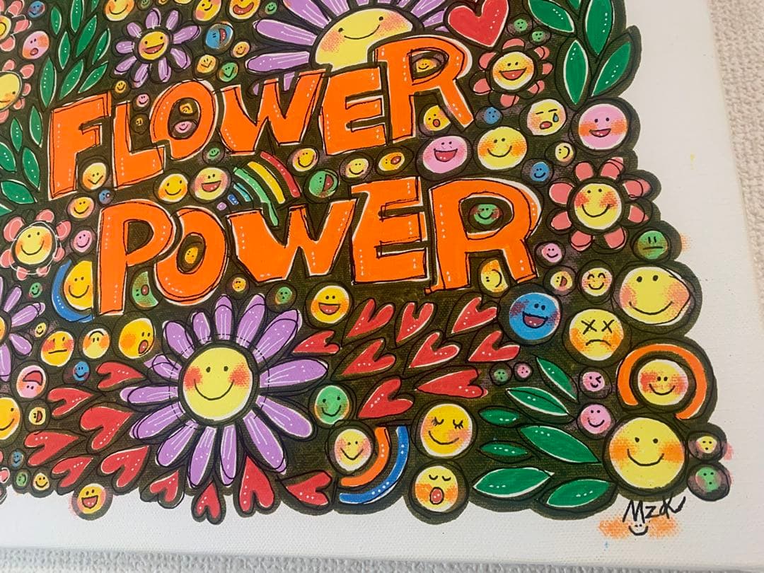 【原画】オリジナルアート FlowerPower 陽気 仲良し 虹 元気　花