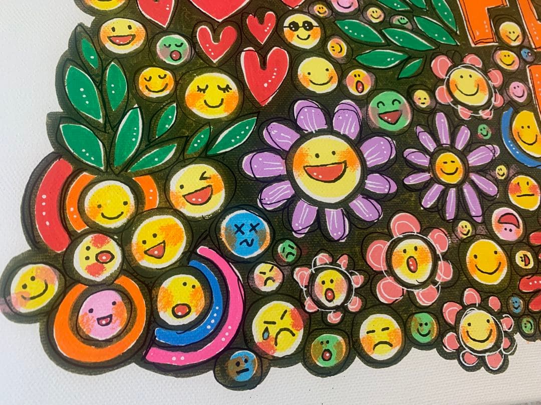 【原画】オリジナルアート FlowerPower 陽気 仲良し 虹 元気　花