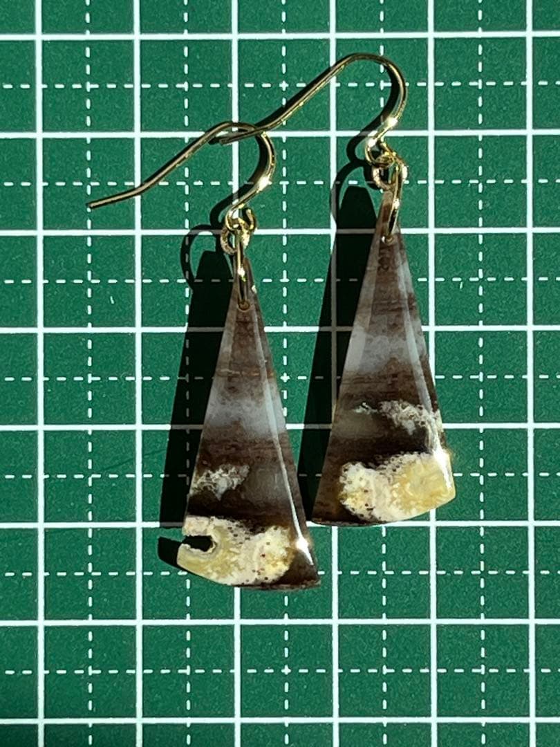 ＊14kgf 大粒ブラウンオパライズドウッド ピアス