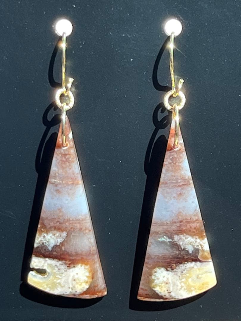 ＊14kgf 大粒ブラウンオパライズドウッド ピアス