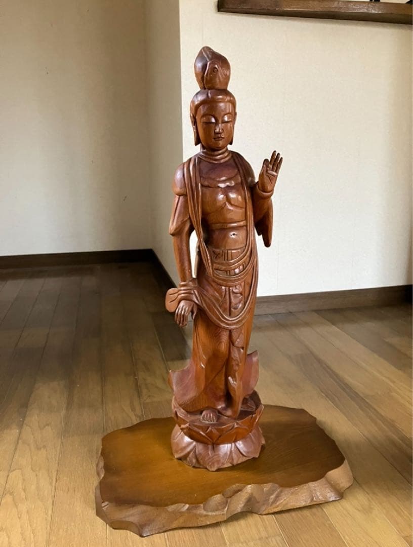 仏像　木彫り　62㎝　台座