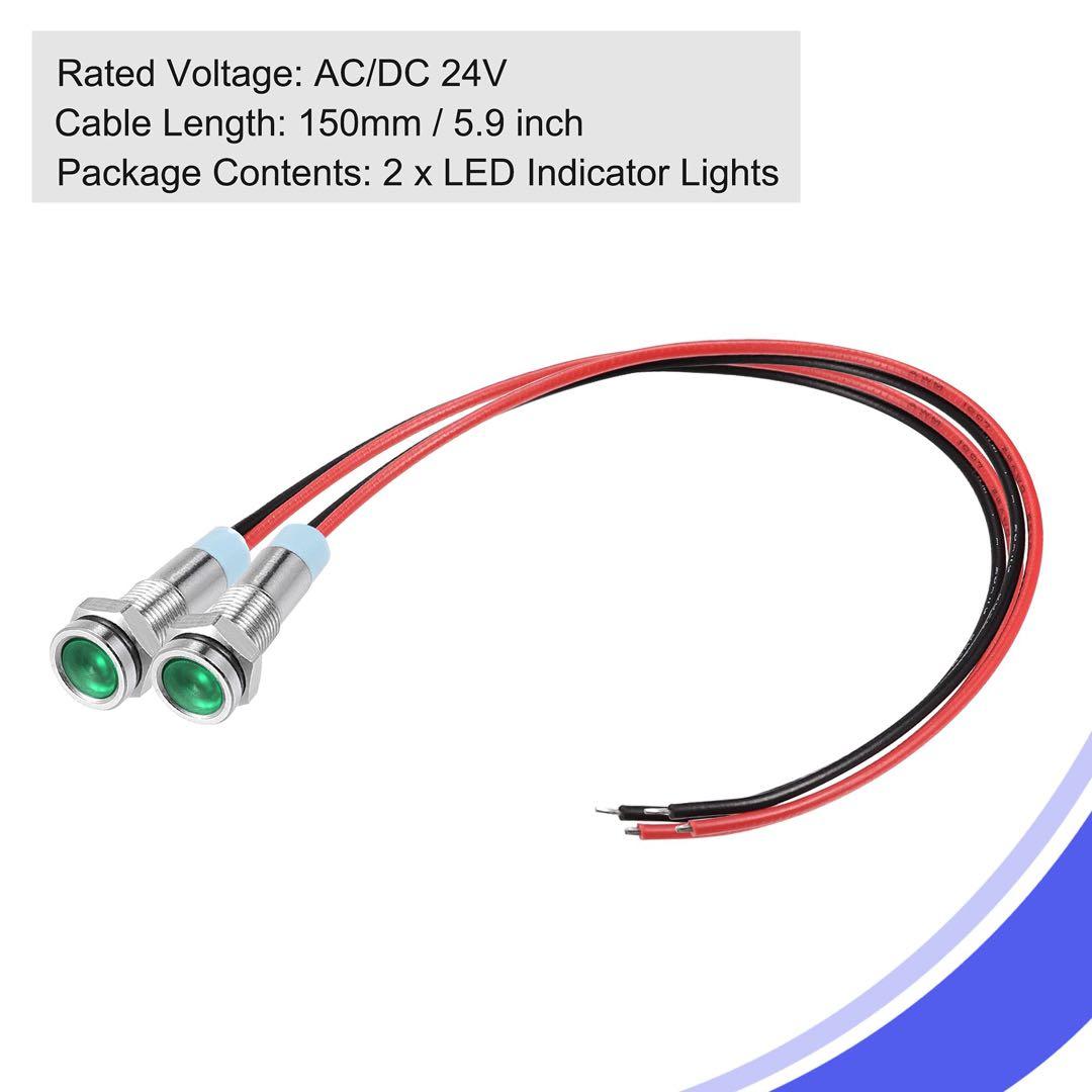 uxcell 信号表示灯 AC/DC 24V 6 mm ケーブル付き 照明 工具