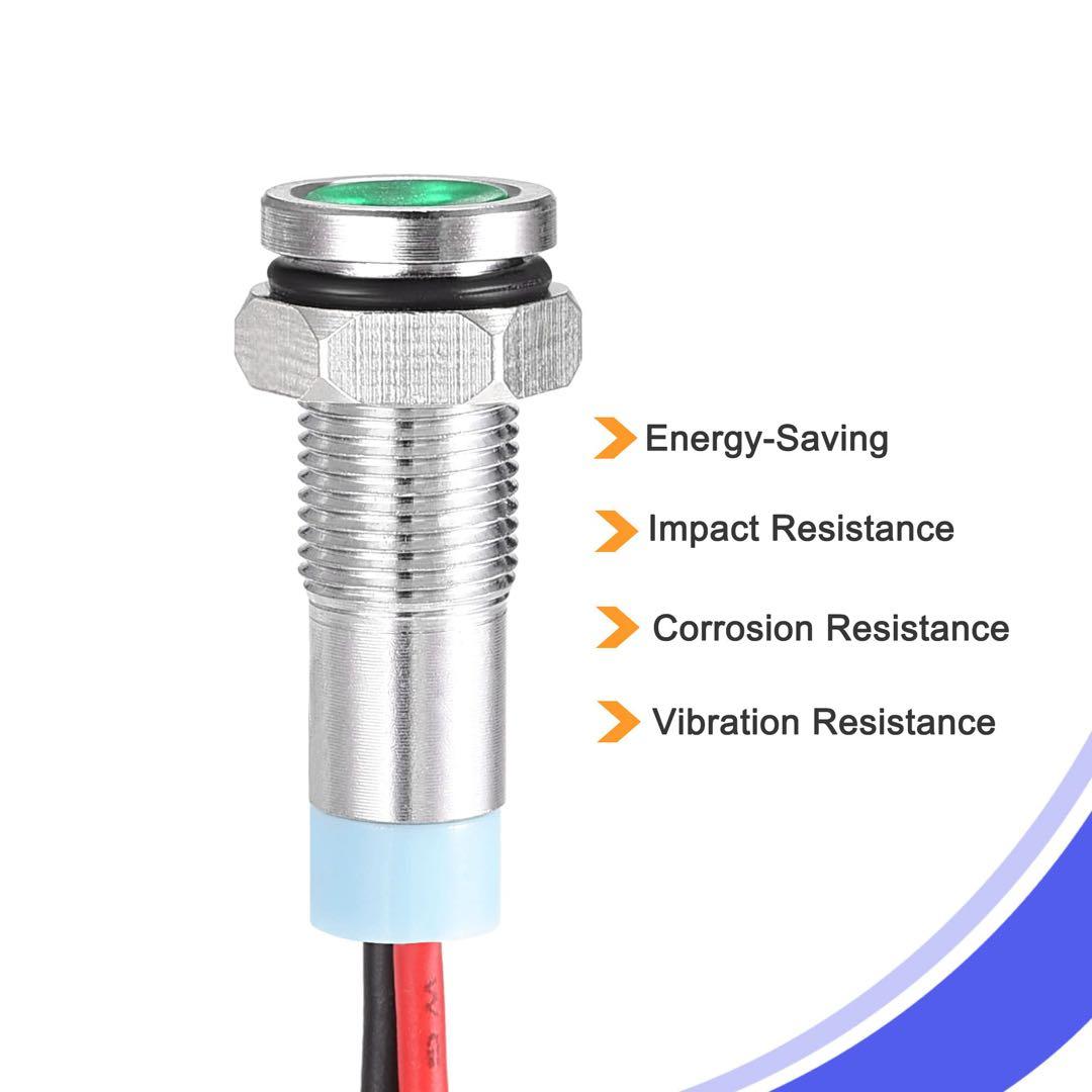 uxcell 信号表示灯 AC/DC 24V 6 mm ケーブル付き 照明 工具