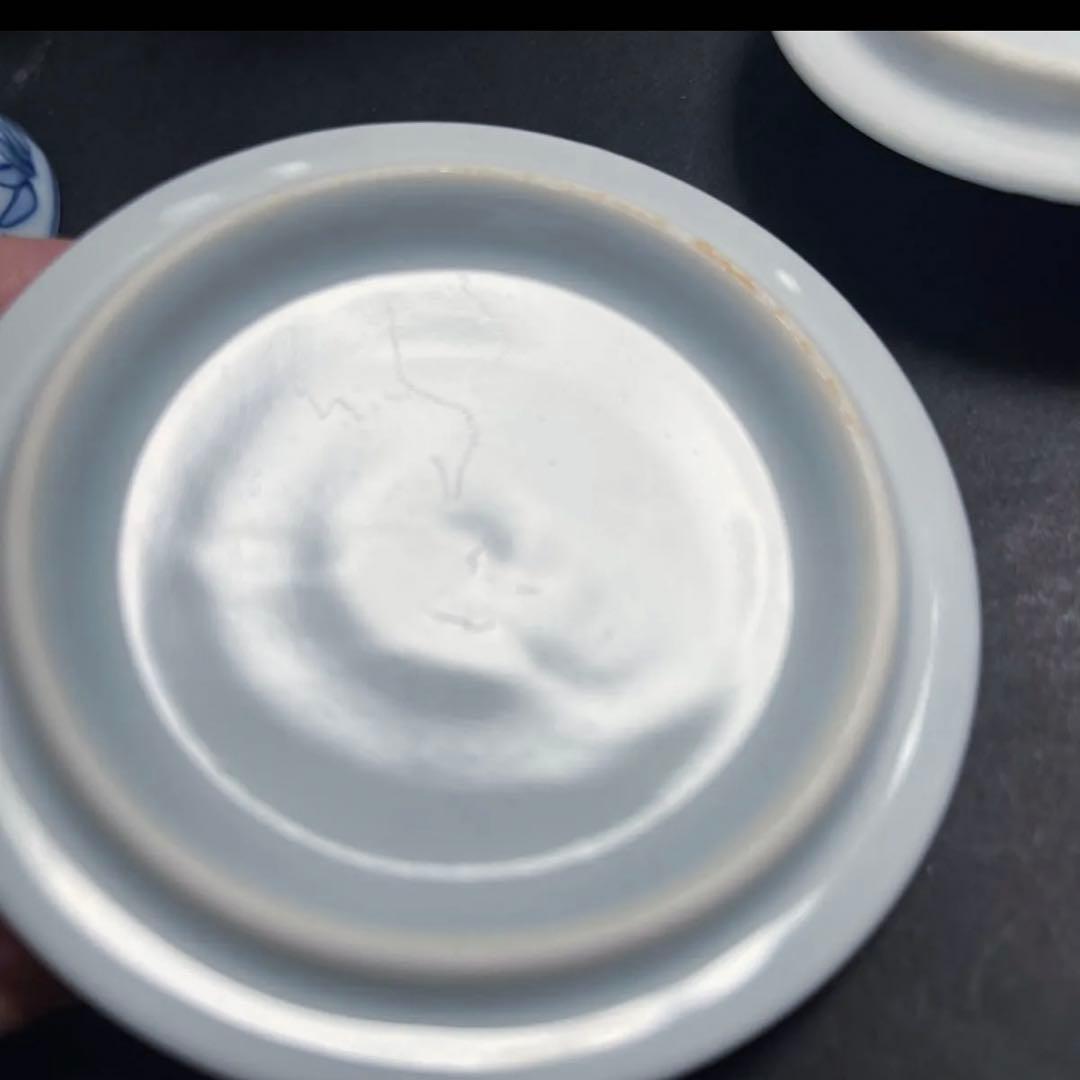 賞美堂　其泉窯 染付　汲み出し　蓋/皿付き湯呑み　湯呑み　5点