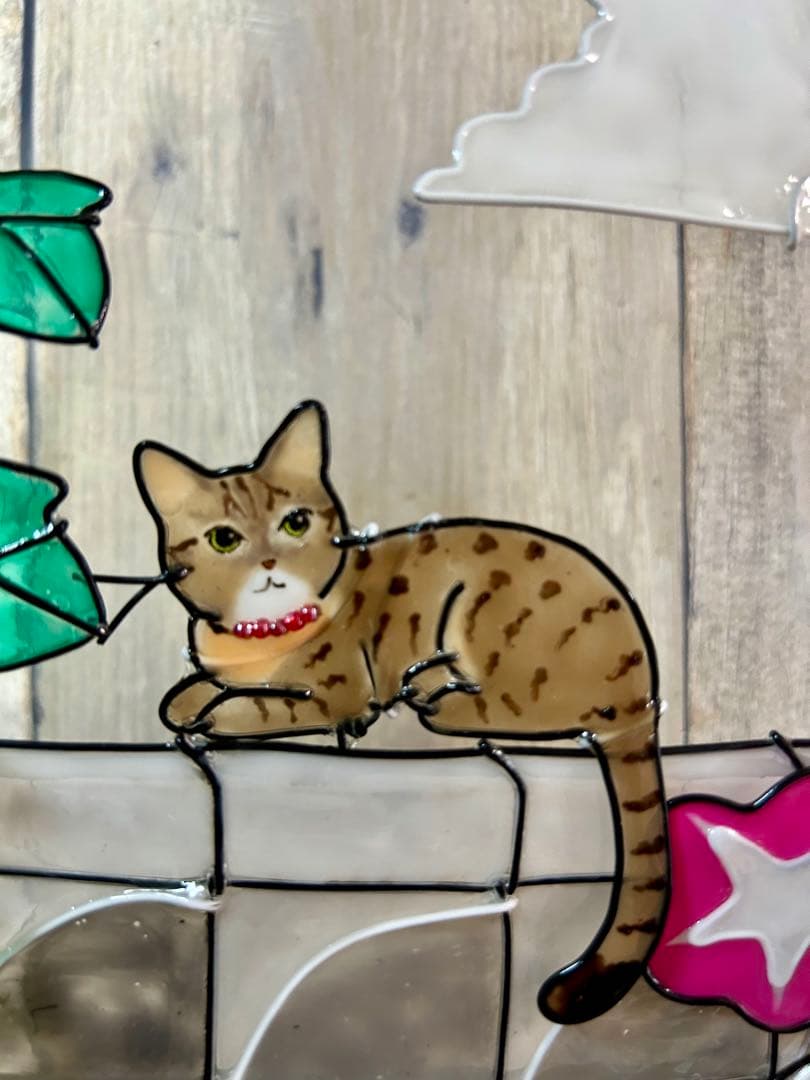 goro「夏のひと時」「お花と猫さん~木製フレーム」ワイヤークラフト