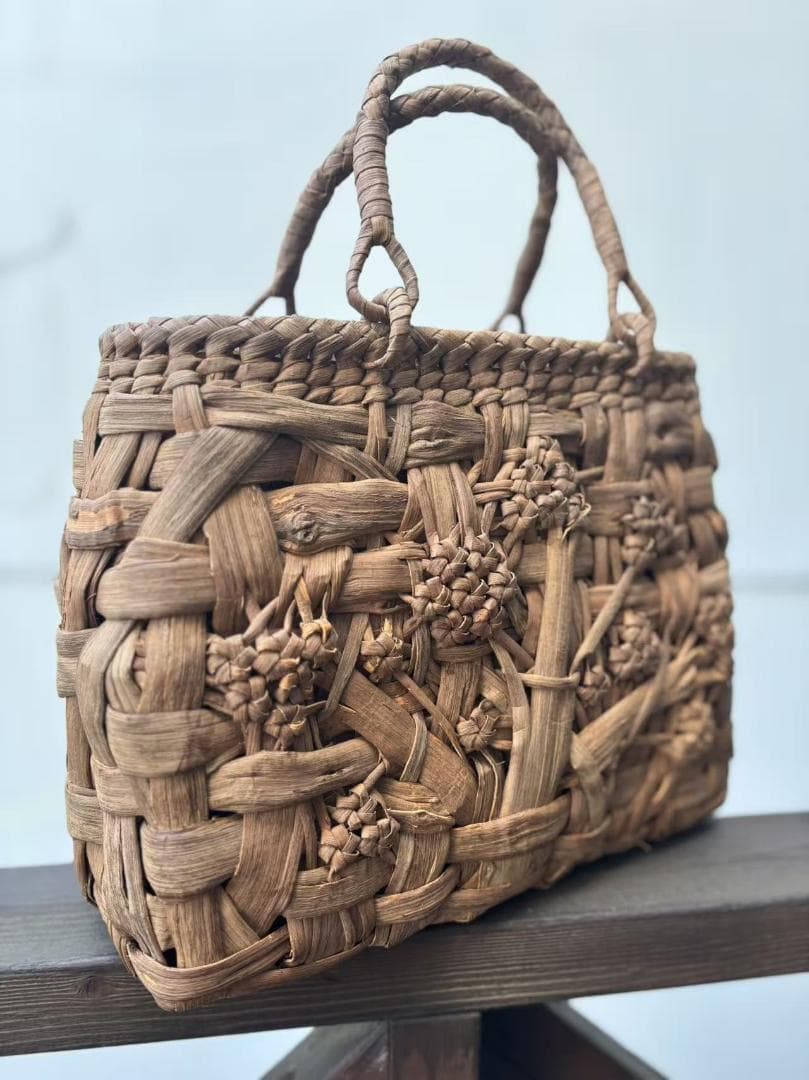 国産山葡萄 山葡萄かごバッグ 籠バッグ 乱れ編み・花編み 内布あり 和服バッグ