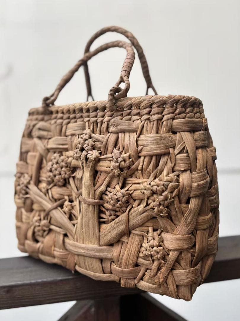 国産山葡萄 山葡萄かごバッグ 籠バッグ 乱れ編み・花編み 内布あり 和服バッグ