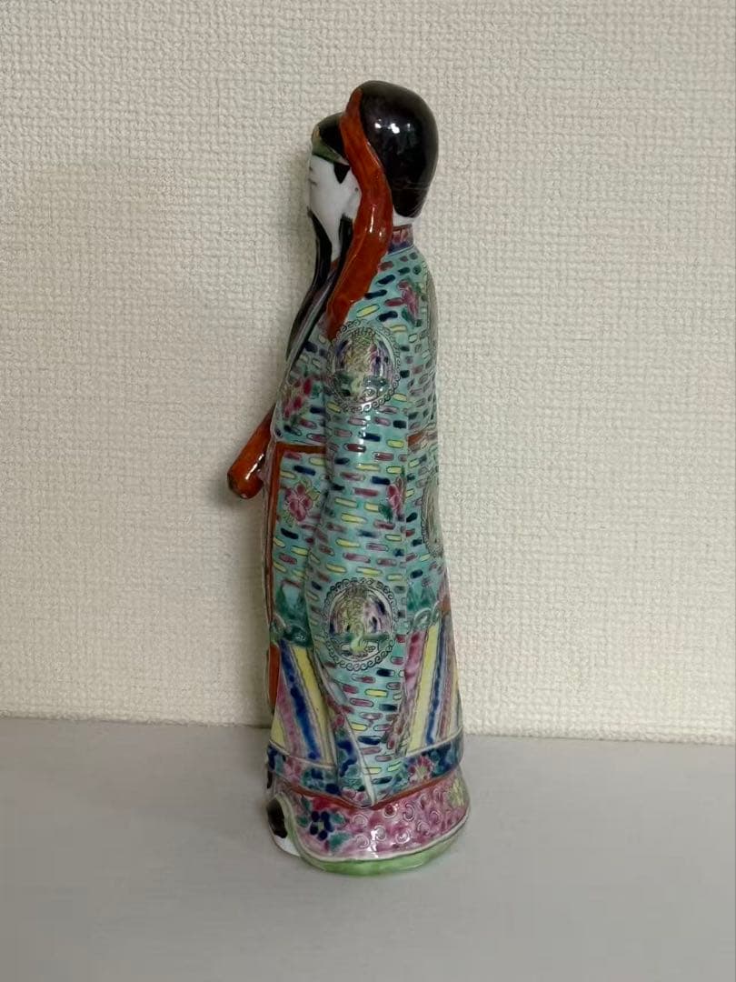 中国美術 色絵陶人形 福禄寿 陶器 縁起物 置物　時代物