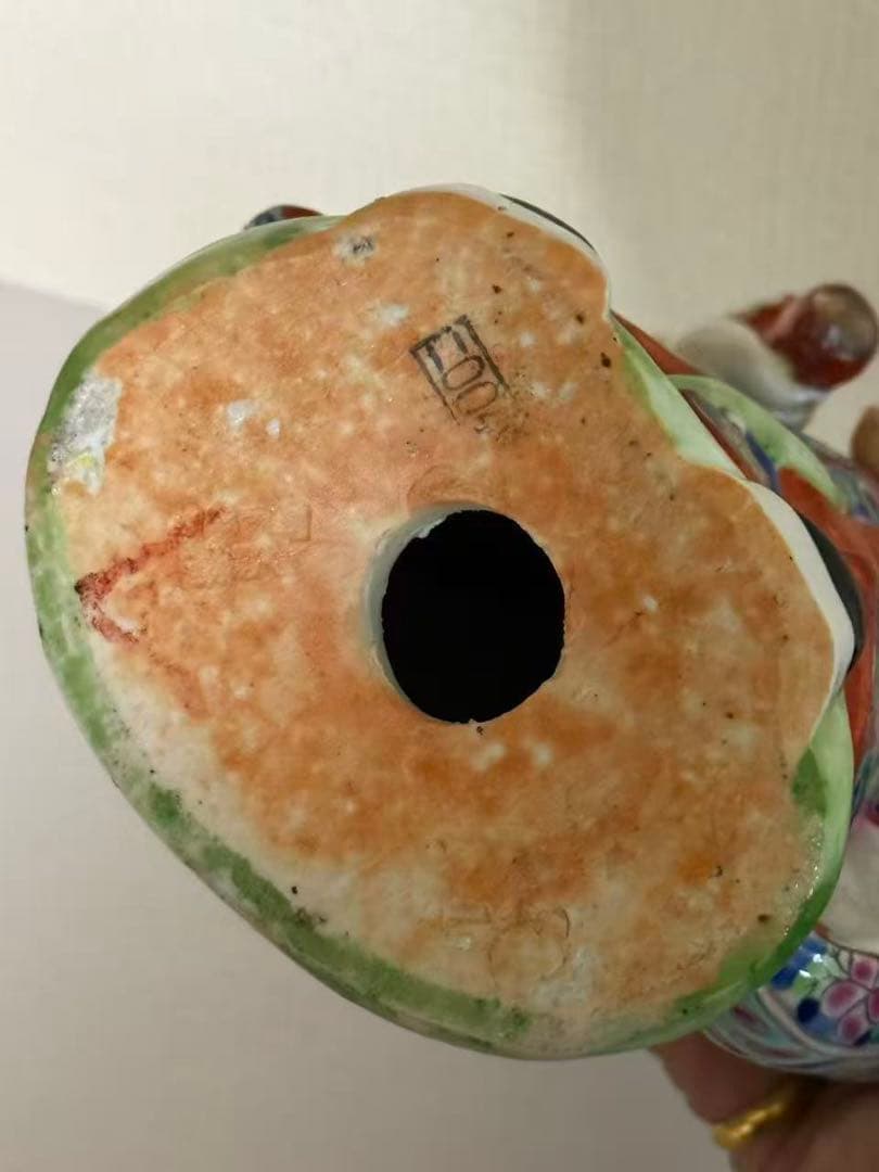 中国美術 色絵陶人形 福禄寿 陶器 縁起物 置物　時代物