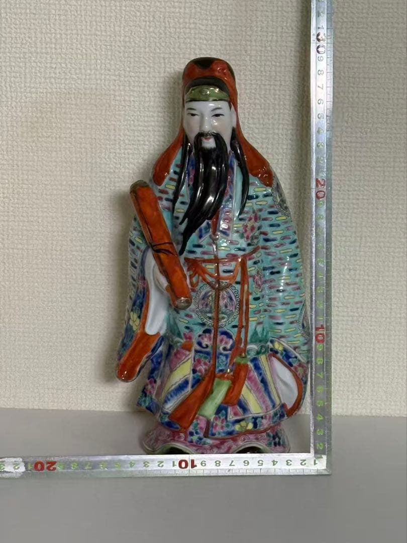 中国美術 色絵陶人形 福禄寿 陶器 縁起物 置物　時代物