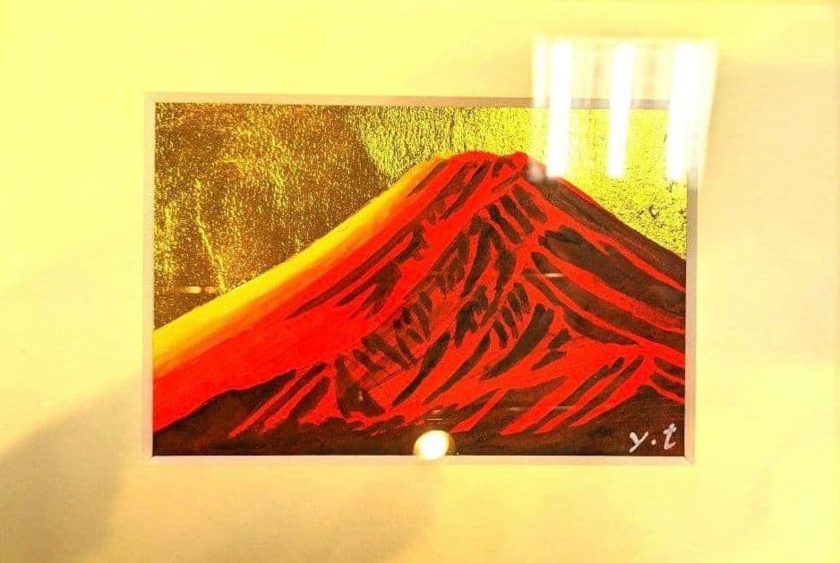 超美品！値下げ交渉あり。74mm✕100mm　ミニ絵画　24K　純金箔の赤富士