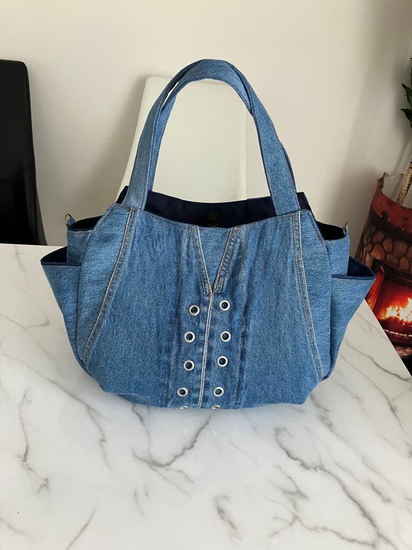 698 ANCO ANCO　大きめデニムリメイクバックハンドメイド