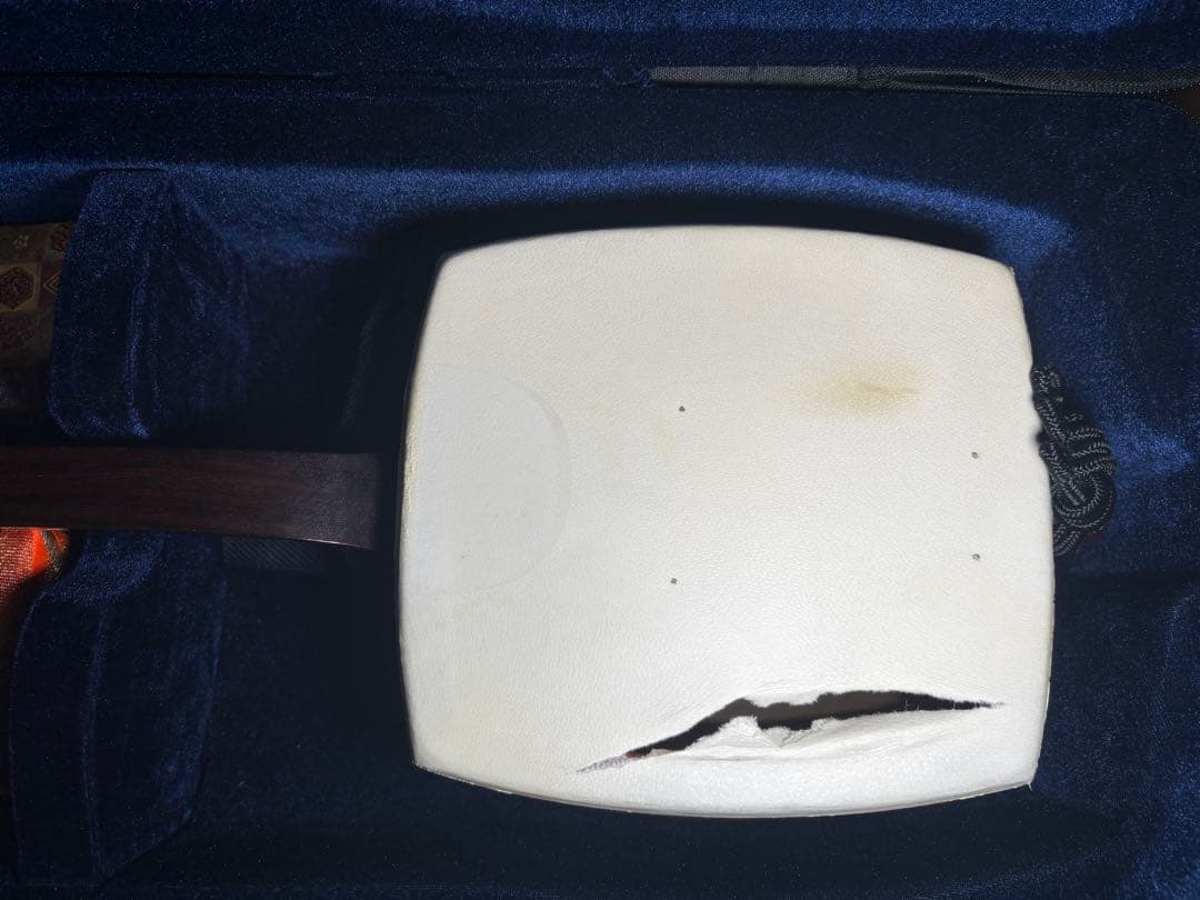 長唄三味線 細棹 ジャンク ケース、撥付き