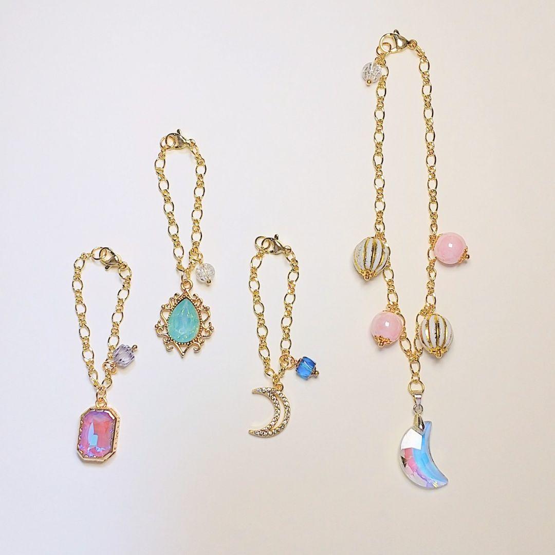 SOLD◆ ハンドメイド ミニ バッグ チャーム キーホルダー チェーン ガラス