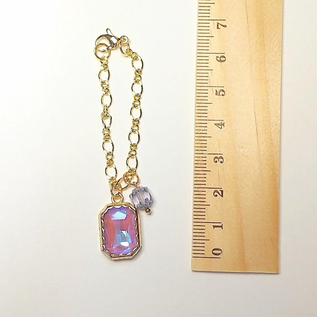 SOLD◆ ハンドメイド ミニ バッグ チャーム キーホルダー チェーン ガラス