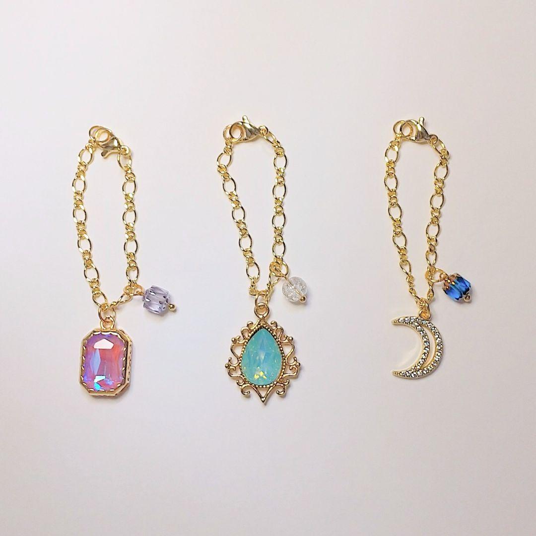 SOLD◆ ハンドメイド ミニ バッグ チャーム キーホルダー チェーン ガラス