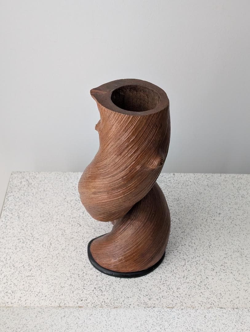 ビンテージ 40s 天然木 くり抜き オブジェ 一輪挿し プランター 戦前 希少