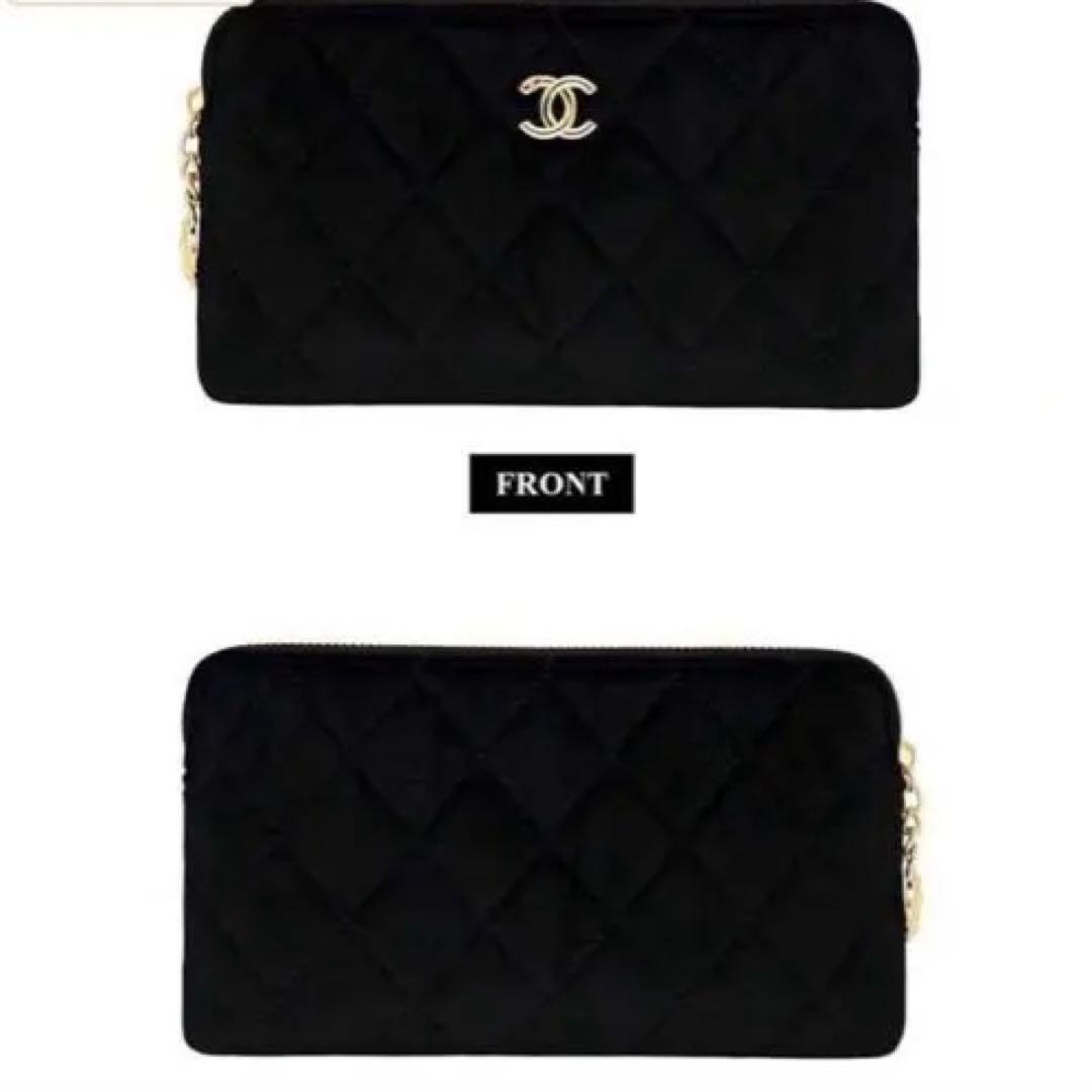 [新品]CHANELシャネル　ベルベット調　コスメメイクアップポーチ　ノベルティ