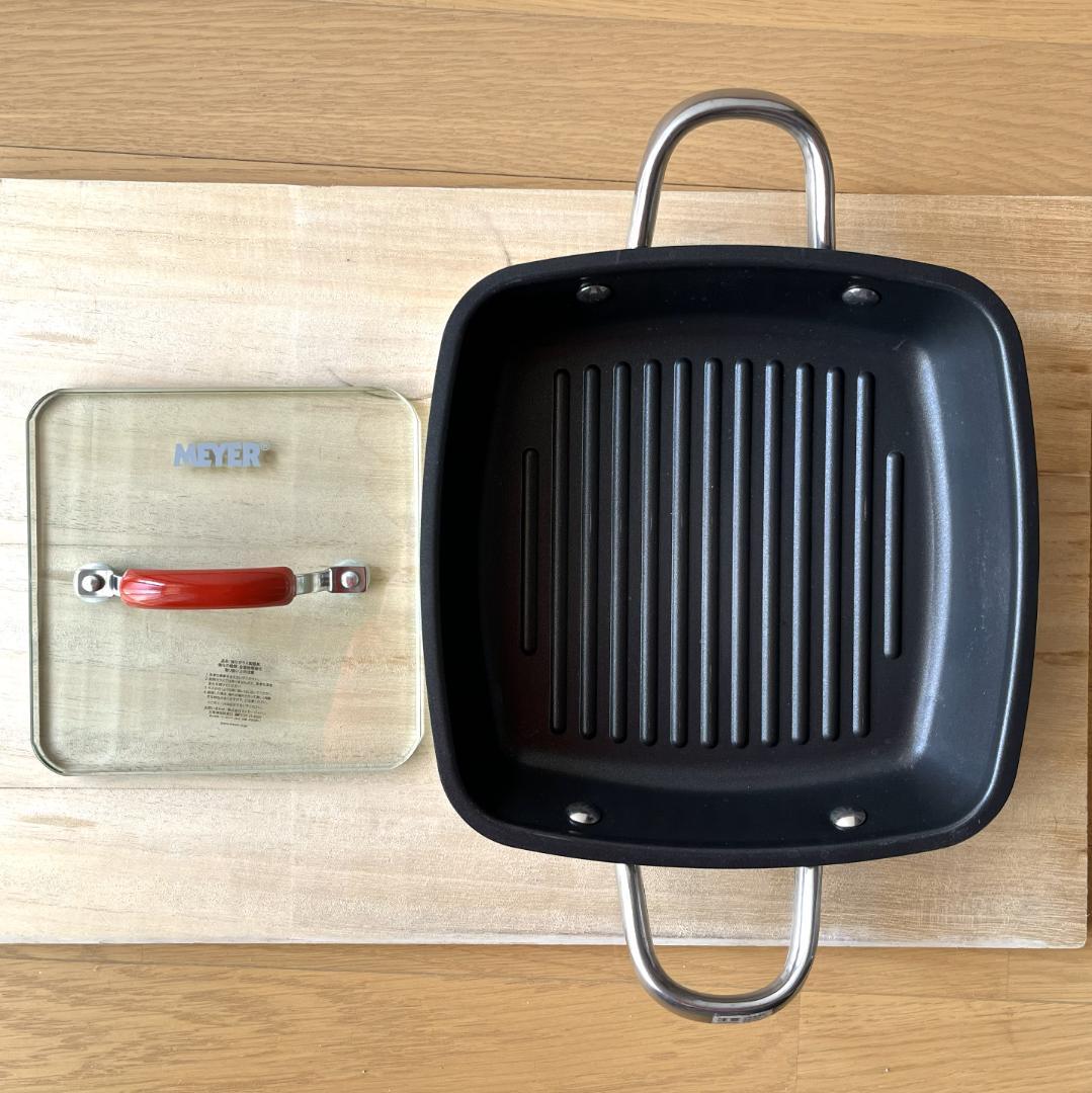 【美品】MEYER スクエアグリルパン 24cm グリルプレス付き