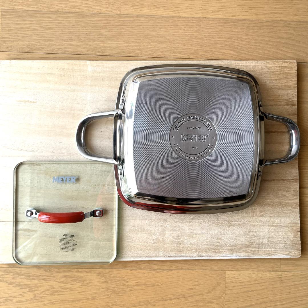 【美品】MEYER スクエアグリルパン 24cm グリルプレス付き