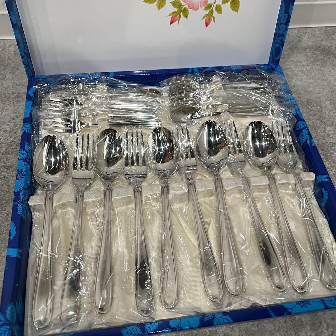 未使用 LUCKYWOOD ラッキーウッド 20本 カトラリーセット 18-10