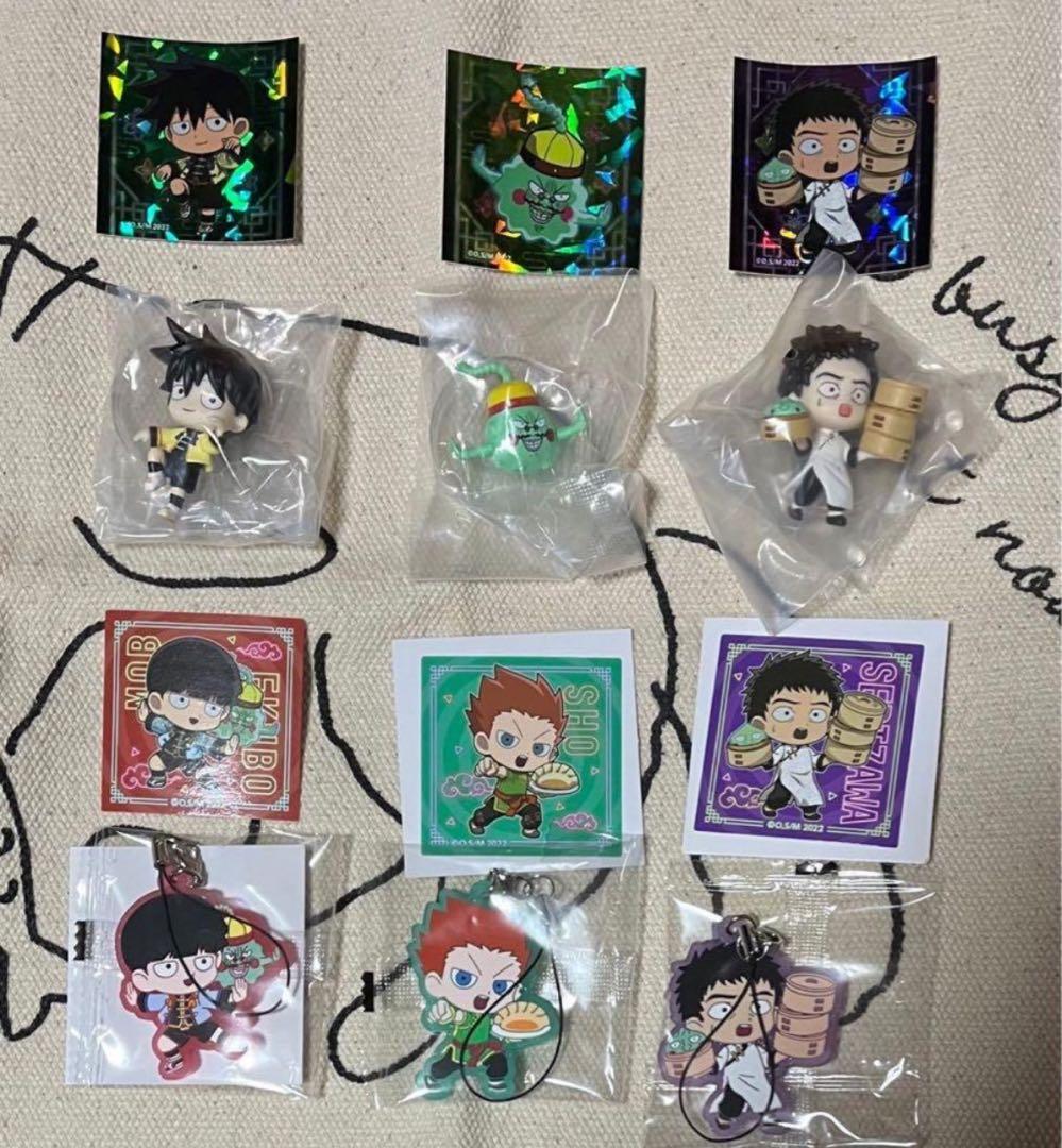 【最終価格】モブサイコ100 缶バッジ&ラバーストラップ&フィギュアセット