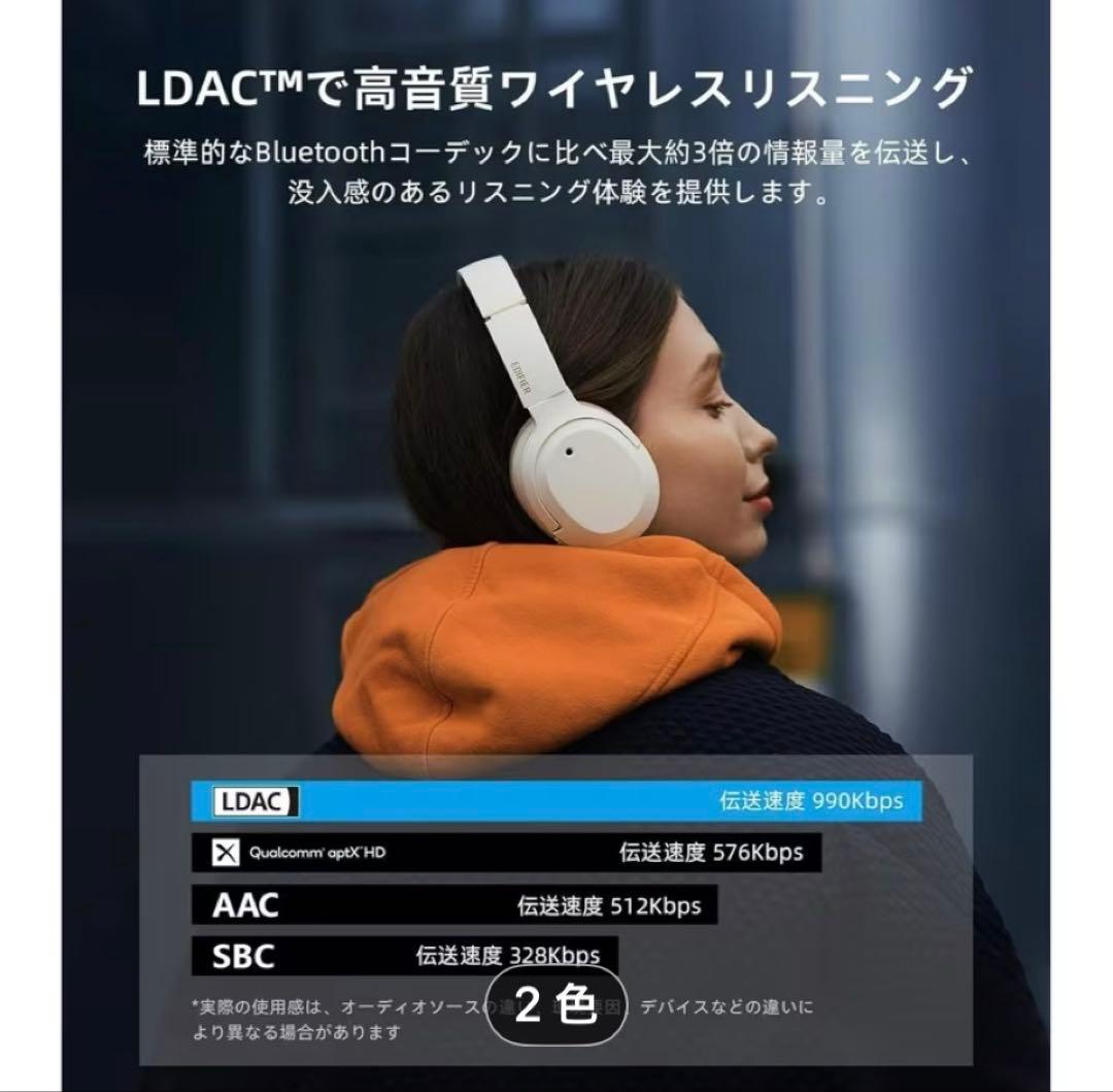 Edifier W820NB ワイヤレスヘッドホン ホワイト