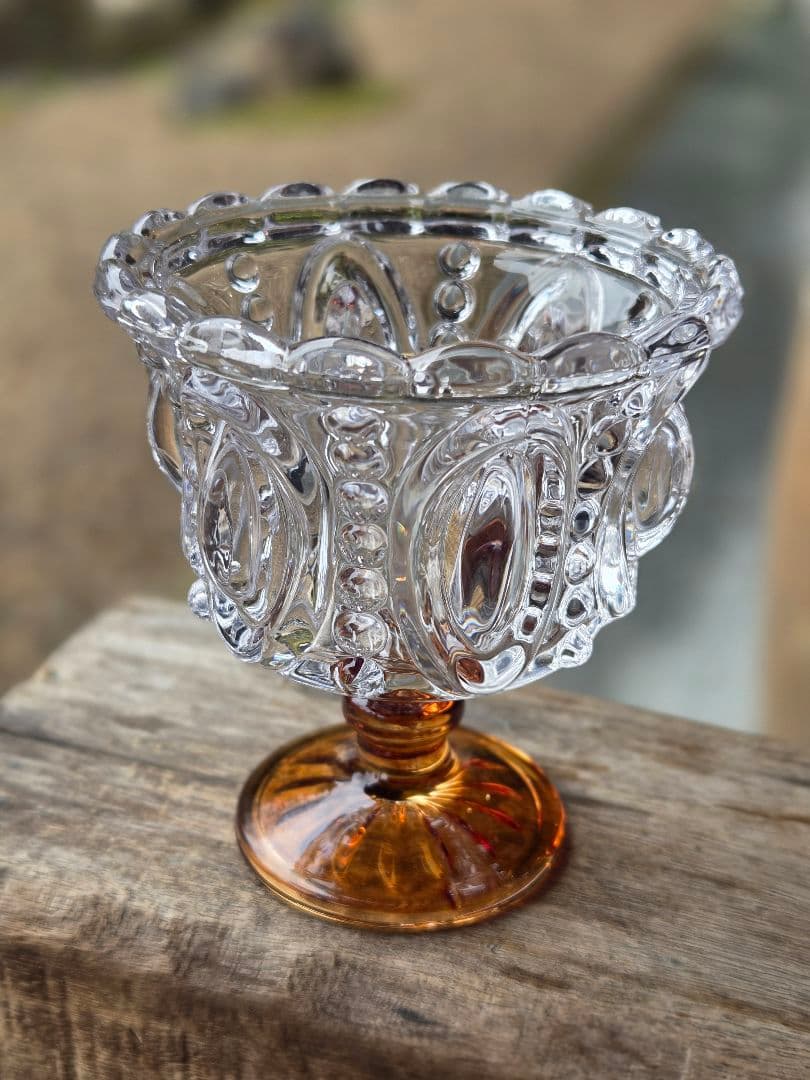 デザートサンデーカップ カフェ　ガラス　ヴィンテージ　デザート皿　アンバー 皿