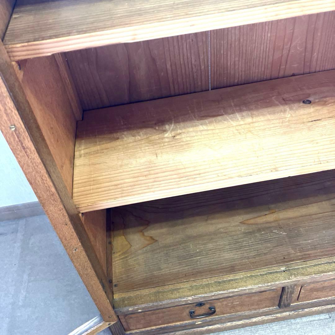 昭和レトロな引き出し付きガラス棚（飾り棚や本棚に）