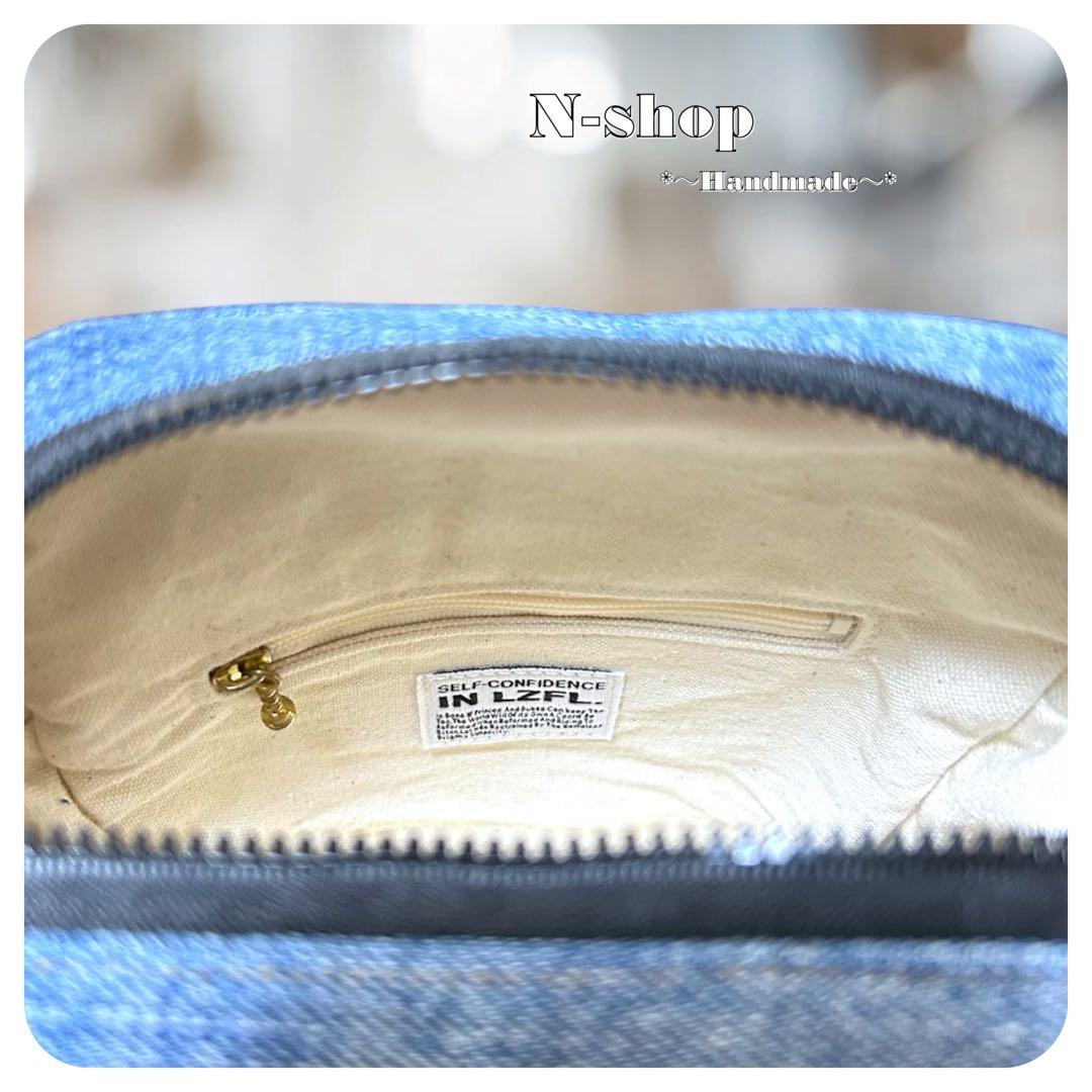 デニム*リメイク♪ダブルスクエアショルダーバッグ❥ハンドメイド❥