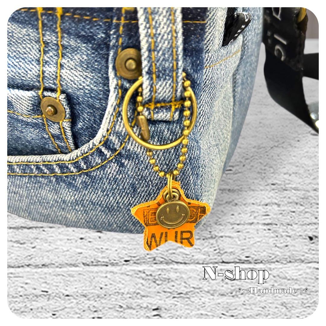 デニム*リメイク♪ダブルスクエアショルダーバッグ❥ハンドメイド❥