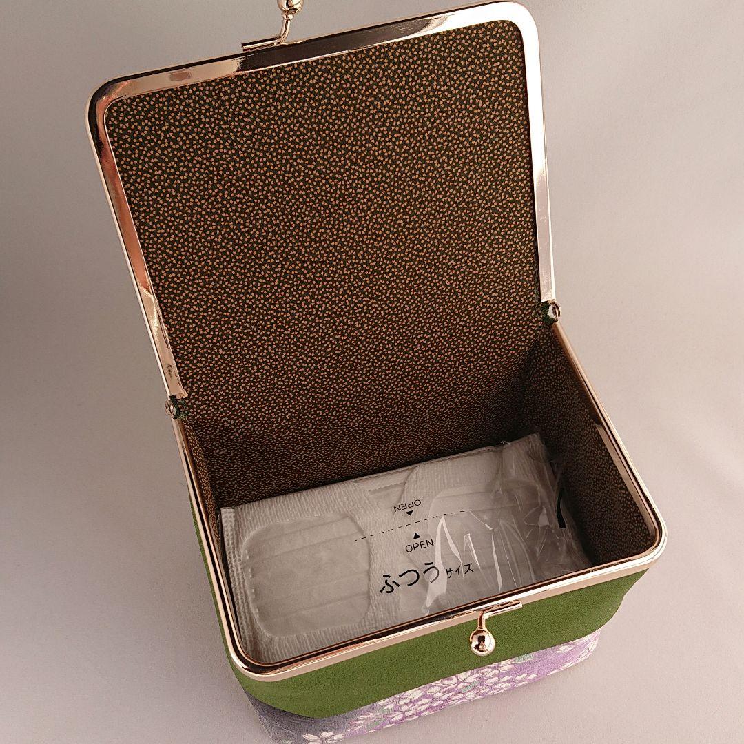 ご予約    京友禅 豪華金糸刺繍 ボックスがま口(鶯色)