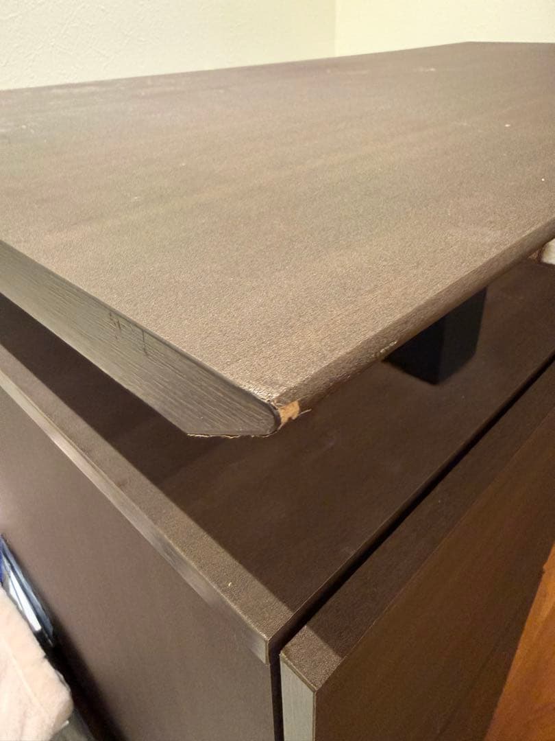 サンワのブラウン キャビネット付きパソコンデスク