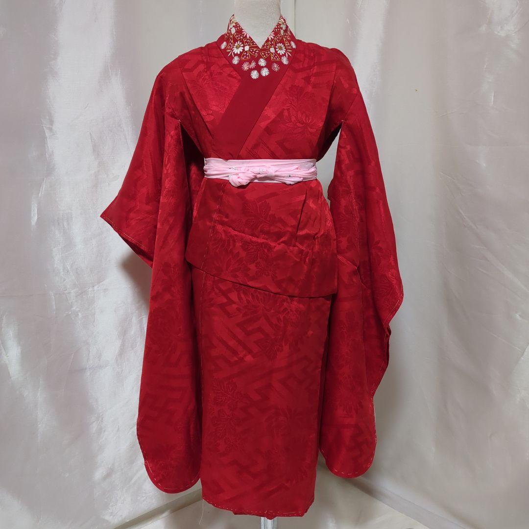 七五三７歳　女の子 四つ身　化繊　総絞り着物セット