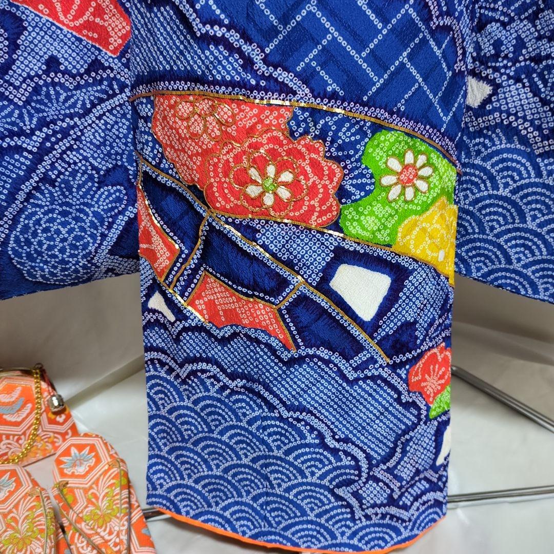 七五三７歳　女の子 四つ身　化繊　総絞り着物セット