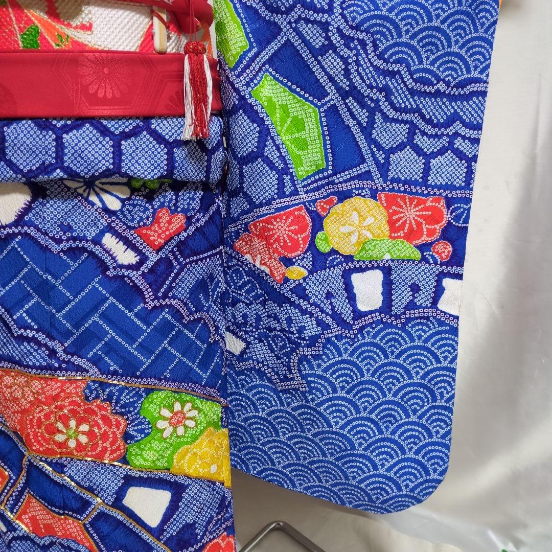 七五三７歳　女の子 四つ身　化繊　総絞り着物セット