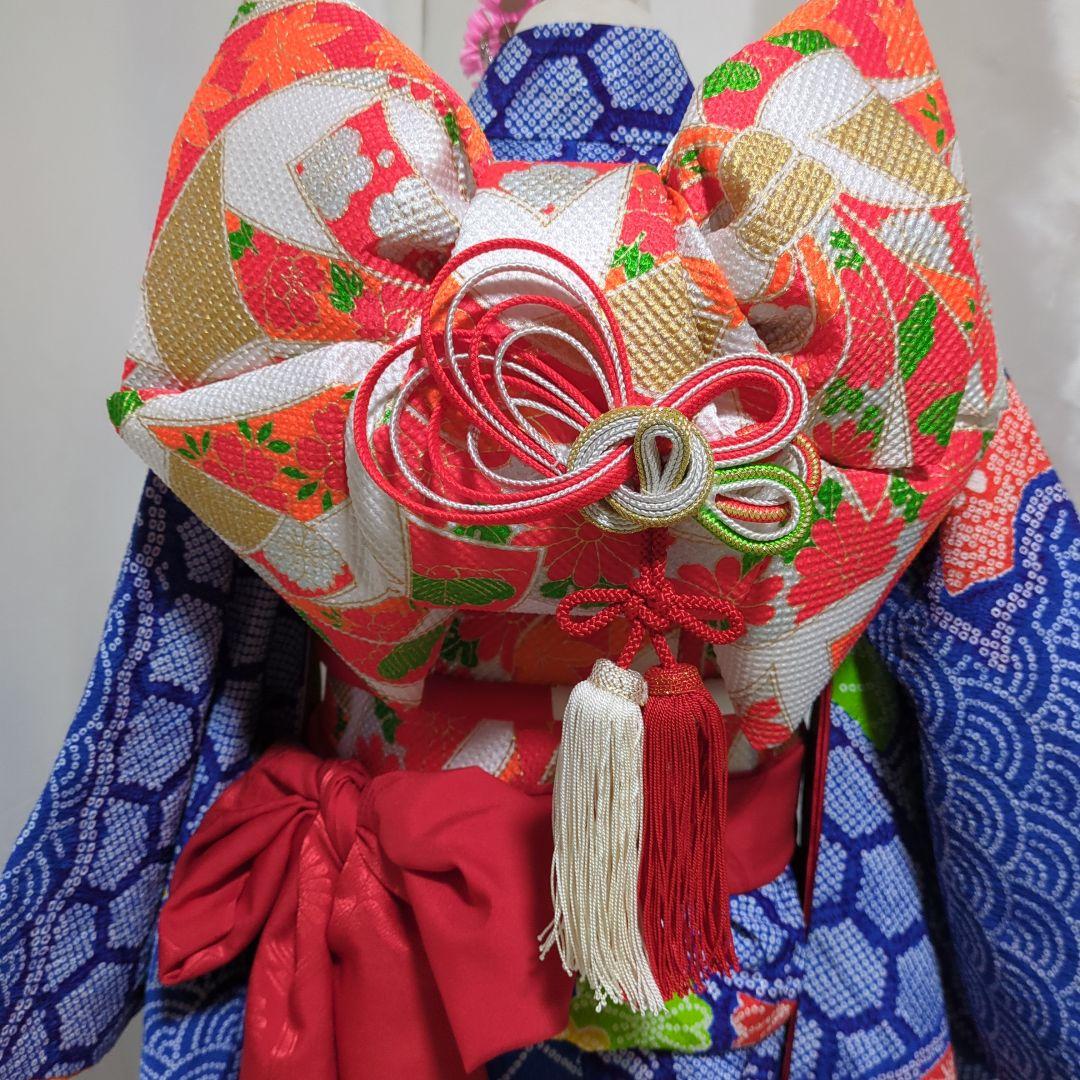 七五三７歳　女の子 四つ身　化繊　総絞り着物セット