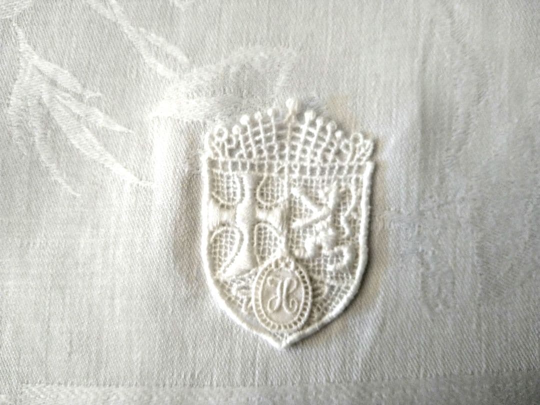 ※限定品※フランスアンティーク　ロゴ刺繍　トリコロールリボン　ティーマット