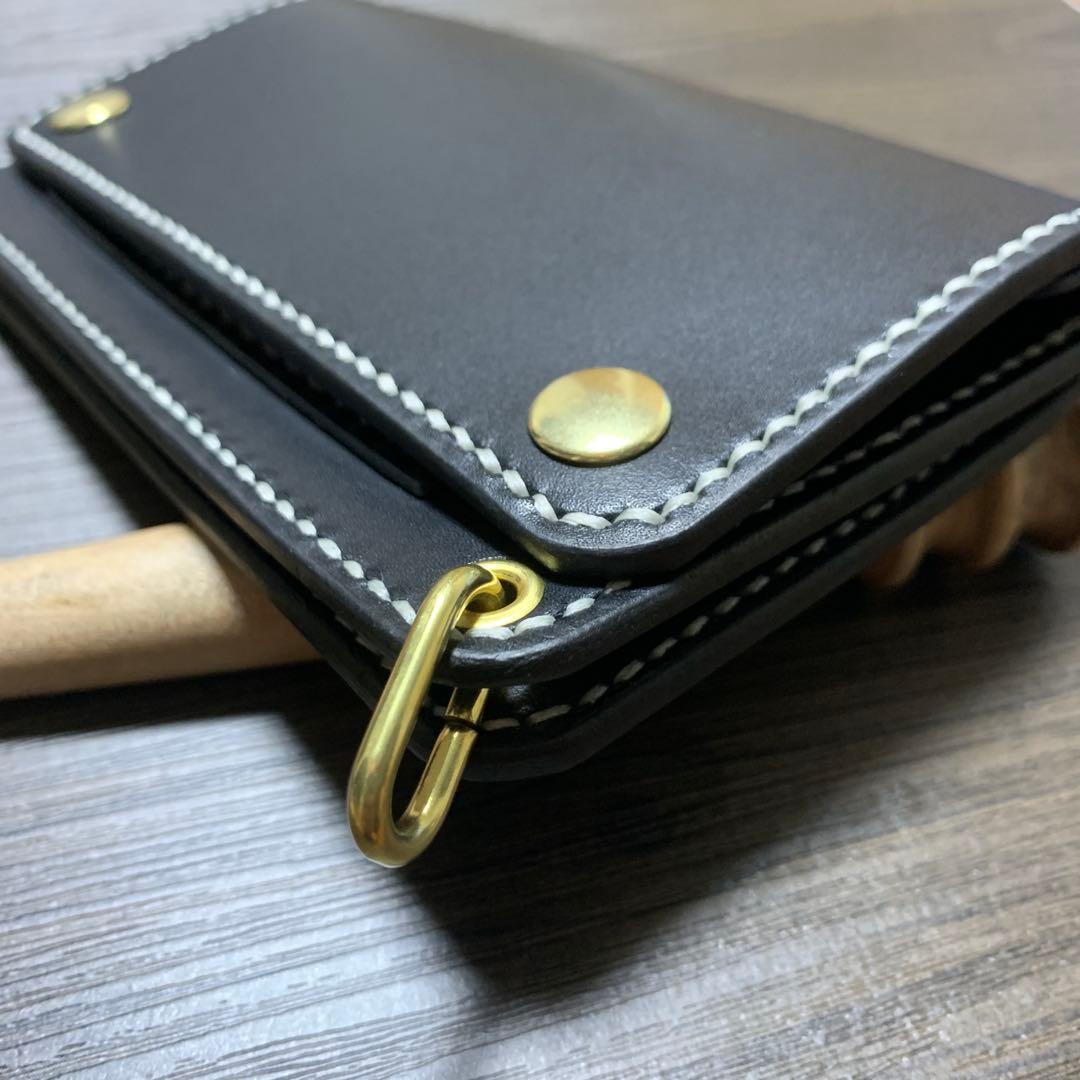 トラッカーウォレット　ミドル　ヌメ革　レザークラフト