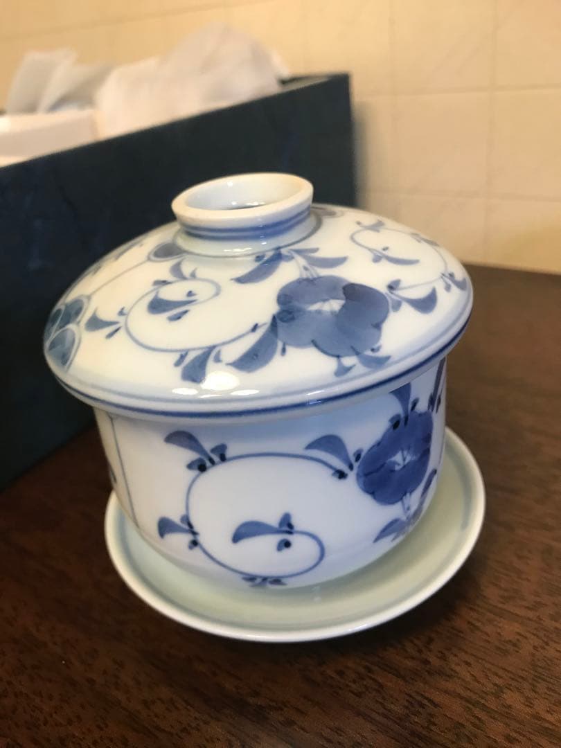 【新品未使用】むし碗揃(5個セット) 染付なずな　天満屋　茶碗