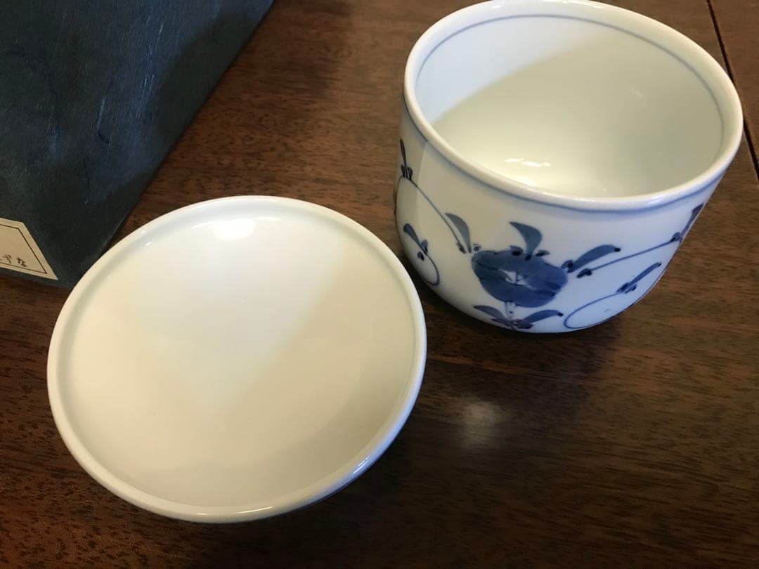 【新品未使用】むし碗揃(5個セット) 染付なずな　天満屋　茶碗