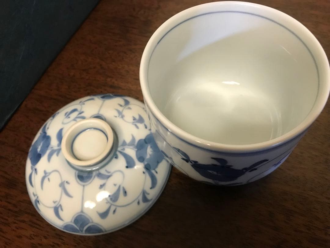 【新品未使用】むし碗揃(5個セット) 染付なずな　天満屋　茶碗