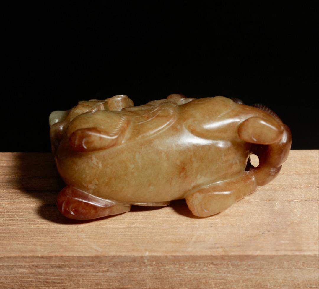 中古 和田玉 瑞獣 置物 玉彫刻 古玩風 小品 オブジェ C1A226
