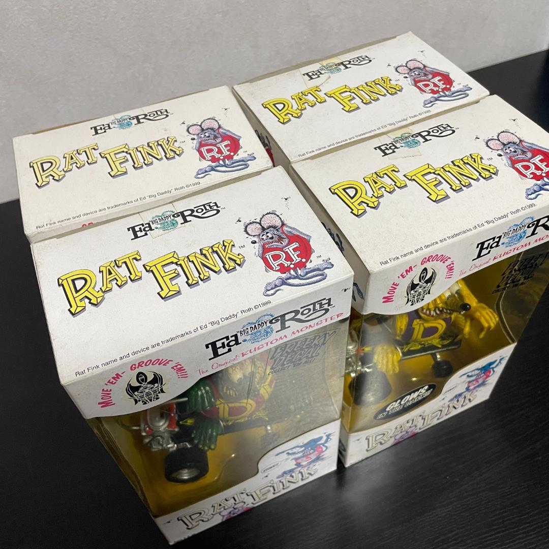 【希少】ラットフィンク フィギュア スケボー Rat Fink 箱付 4体セット