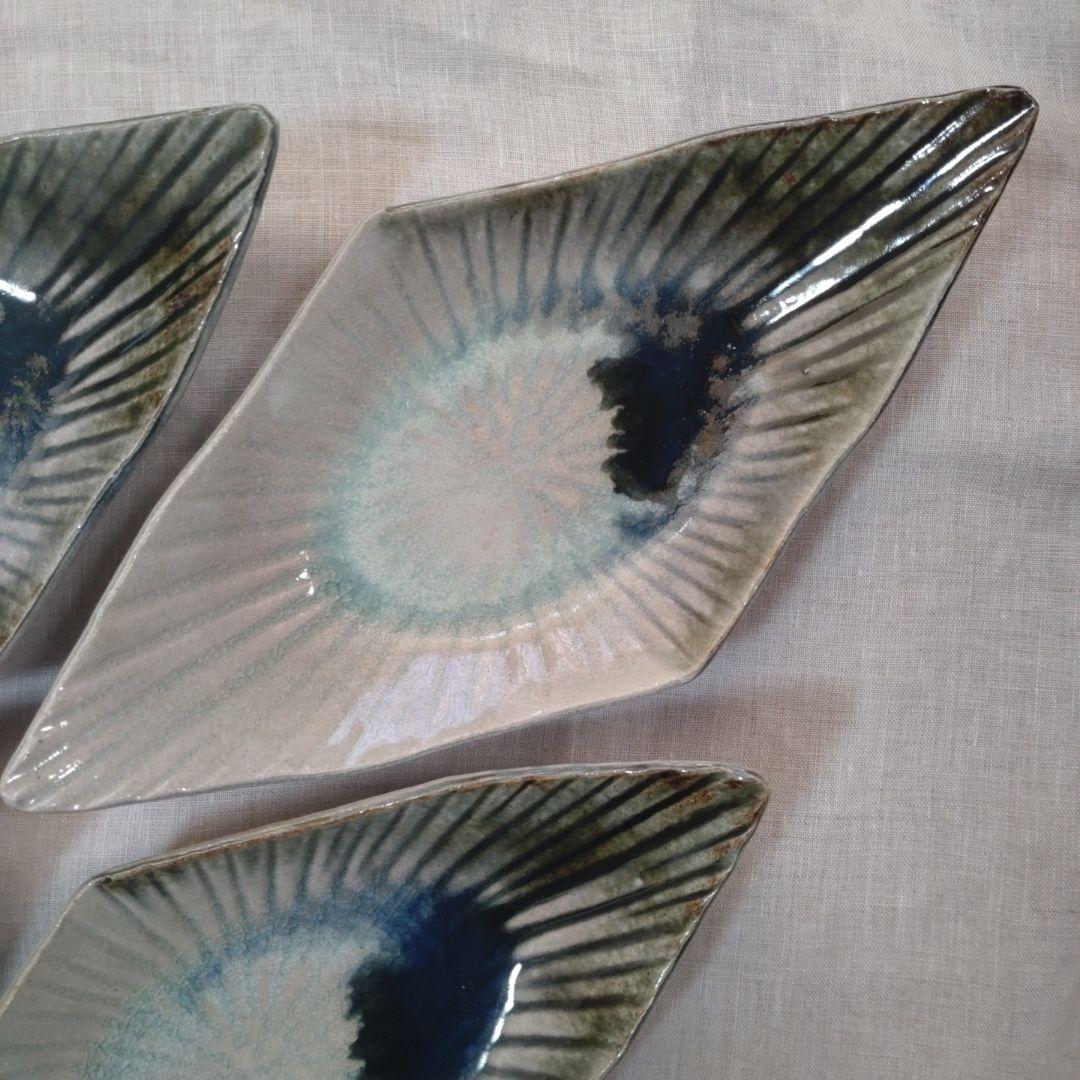 [作家もの] 平岡仁 菱形皿 掛分 4枚セット