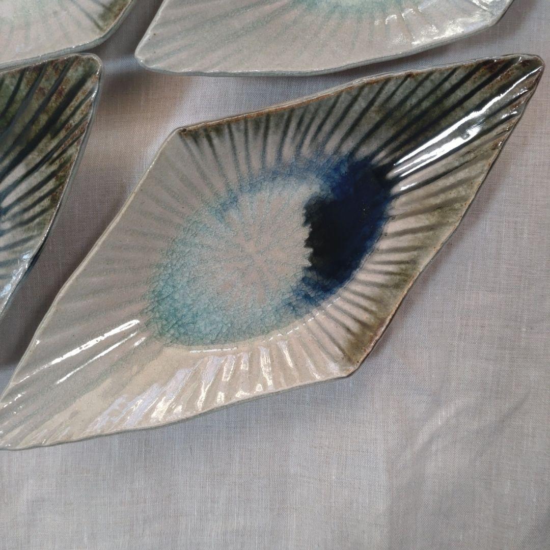 [作家もの] 平岡仁 菱形皿 掛分 4枚セット