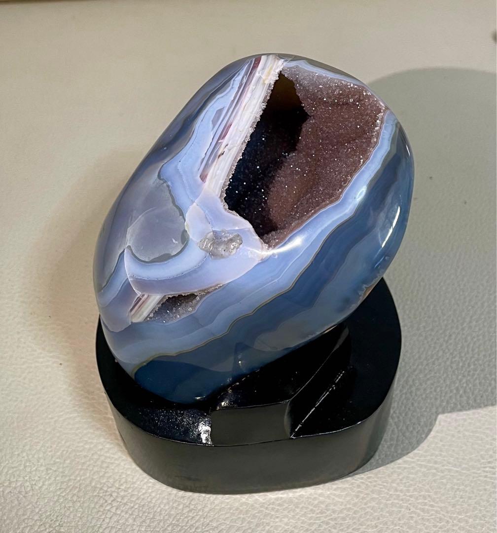 ドゥルージーアゲート 瑪瑙ドーム ジオード クリスタル 鯨模様 マネーボックス