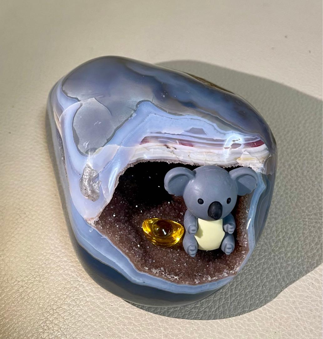 ドゥルージーアゲート 瑪瑙ドーム ジオード クリスタル 鯨模様 マネーボックス