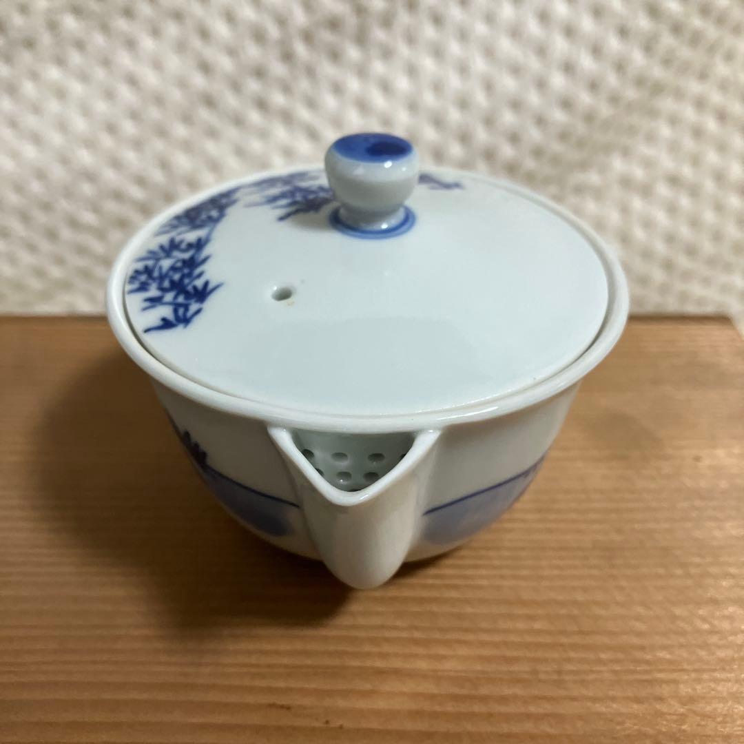 【蔵京陶苑】煎茶道具 小茶器揃 染付 祈峰造 急須 湯呑 湯冷まし 加藤和峰